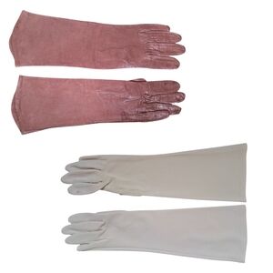 Vintage‎ Opera Gloves Lot 2 Leather Brown Sz 6.5 & Crescendoe Nylon 7.5